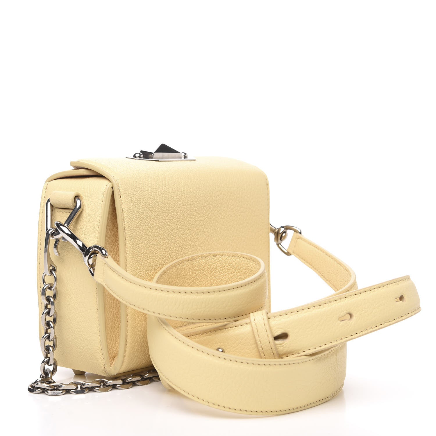 Alexander McQueen Silky Amish Grain Calfskin Box Shoulder Bag 16 Lemon Yellow 2 of 8