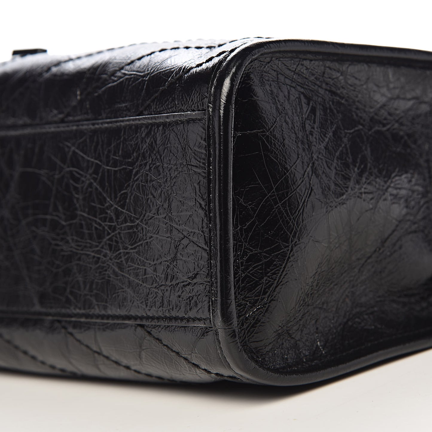 Crinkled Calfskin Matelasse Monogram Medium Niki Shopper Tote Black