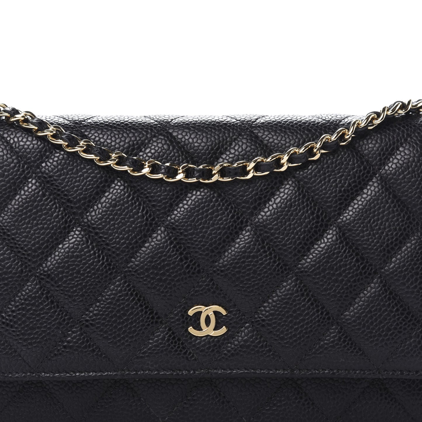Caviar Quilted Wallet On Chain WOC Black