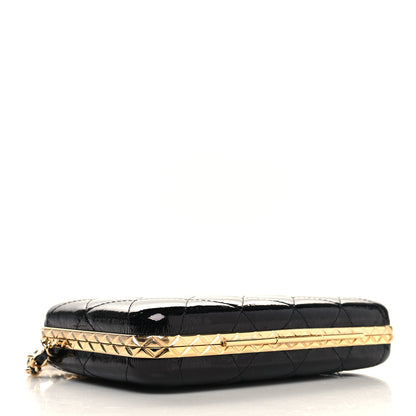 Chanel Glazed Goatskin Quilted Box With Chain Black 6 of 12
