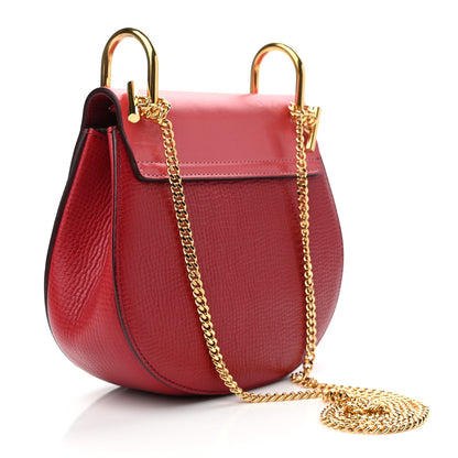 Chloe Grained Calfskin Lambskin Mini Bi-Color Drew Shoulder Bag Red 3 of 9