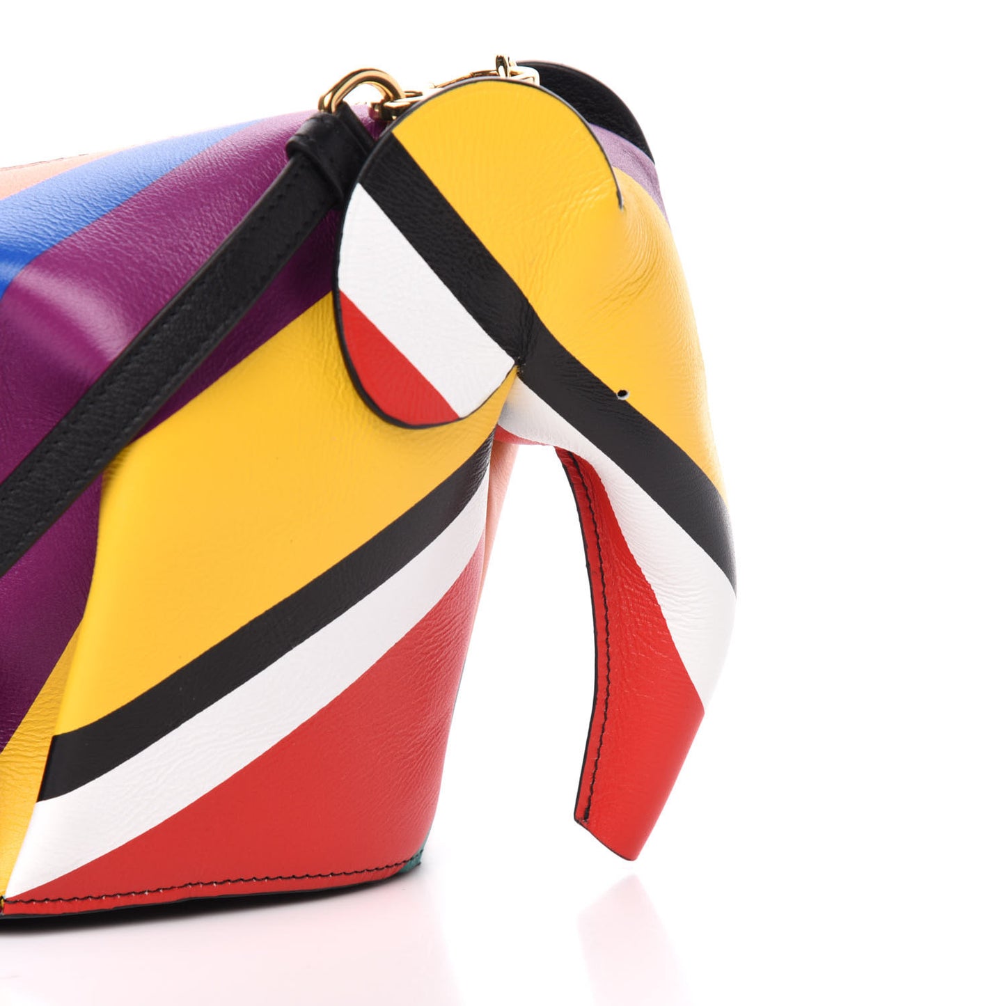 Calfskin Mini Striped Elephant Crossbody Bag Multicolor