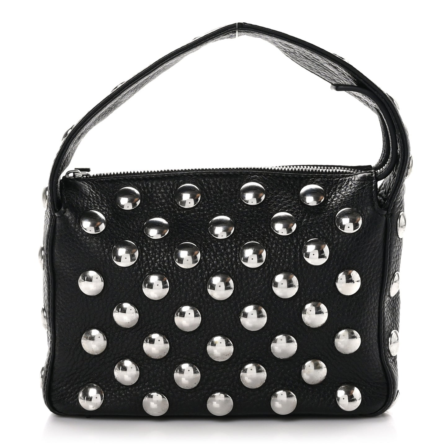 Pebbled Sport Calfskin Studded Small Elena Black
