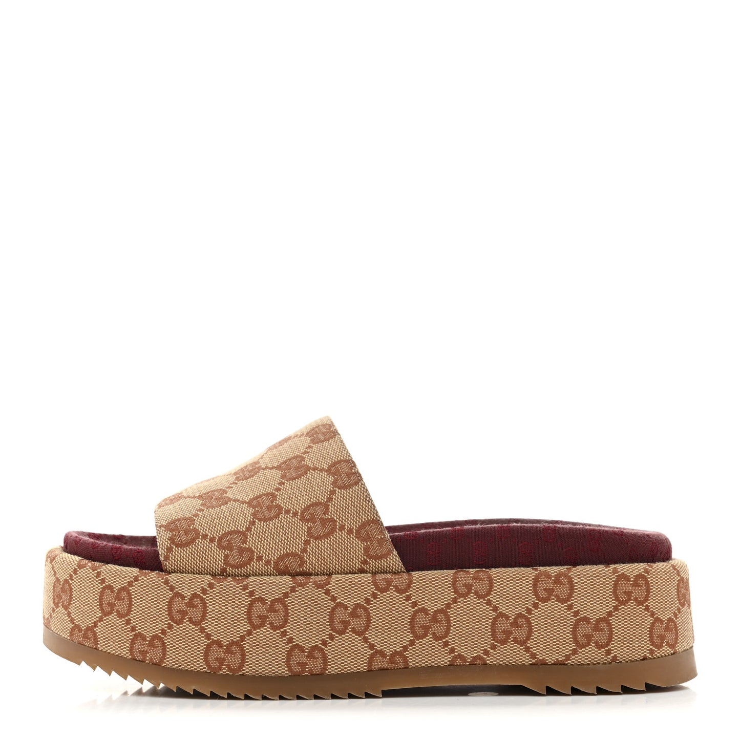 Canvas GG Monogram Angelina Platform Slide Sandals 36.5 Beige Ruggine