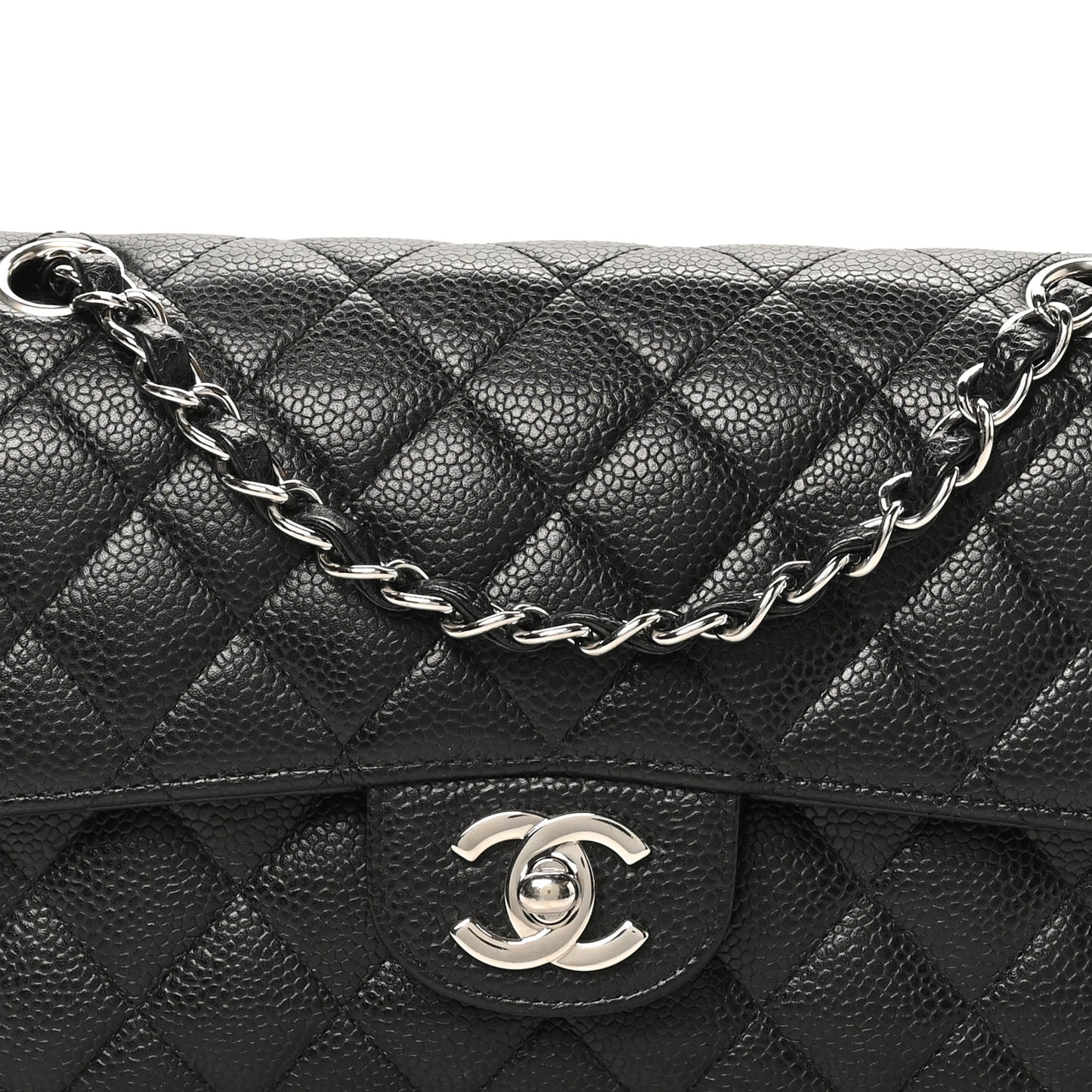 Caviar Quilted Small Double Flap Black
