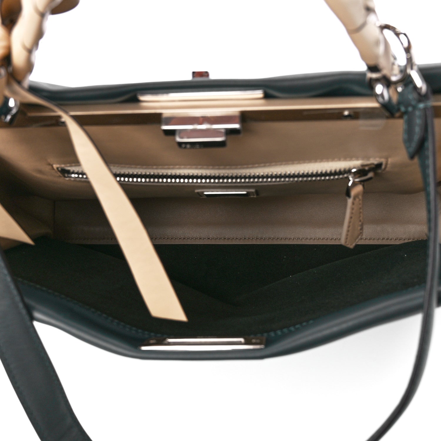 Fendi Vitello Seta Nappa Ribbon Large Peekaboo Iconic Satchel Tempesta Cuoio 6 of 12
