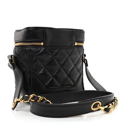 Chanel Lambskin Quilted Vanity Train Case Shoulder Bag Black 2 of 13