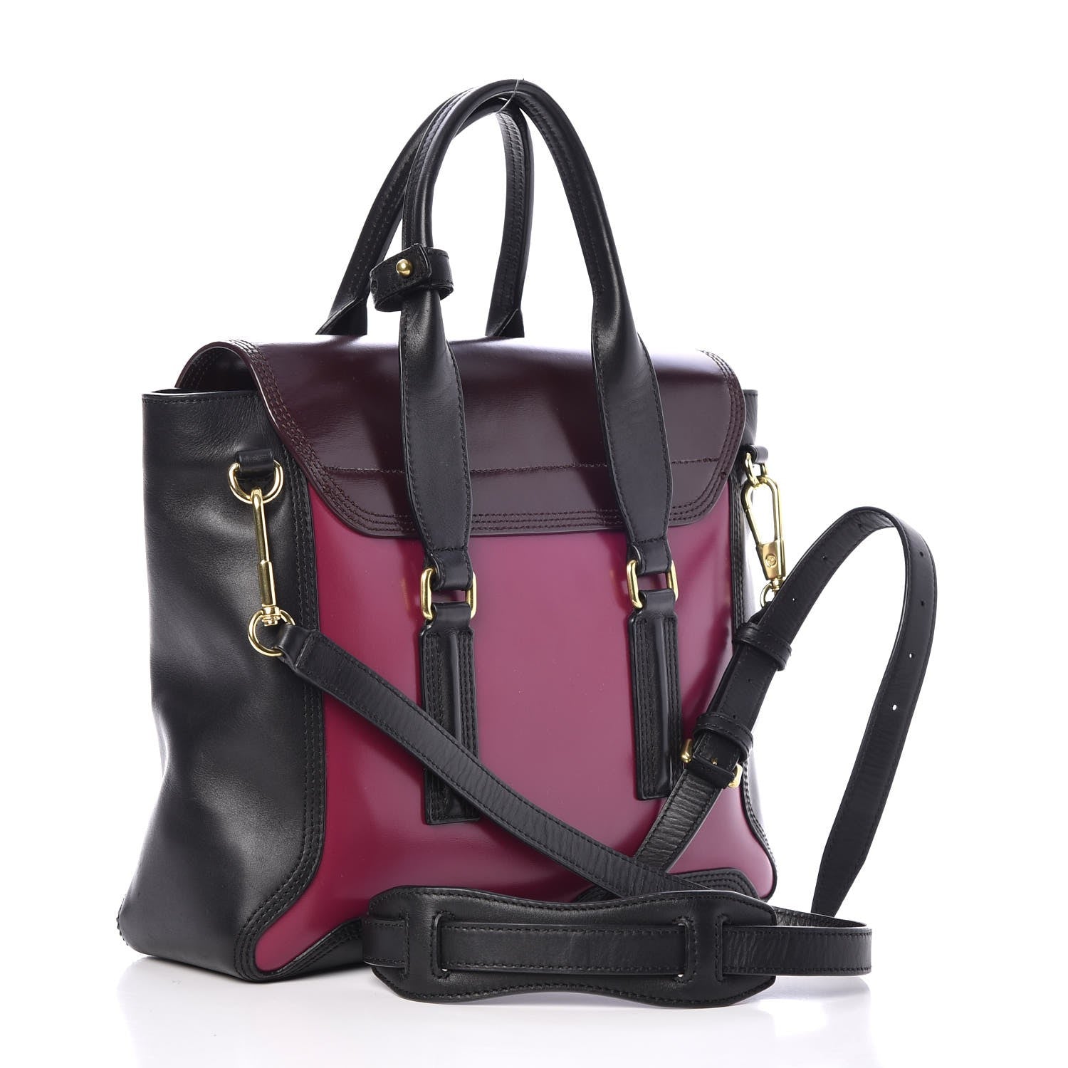3.1 Phillip Lim 3.1 Smooth Calfskin Medium Pashli Satchel Berry Black 3 of 7