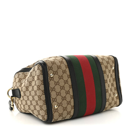 Gucci Monogram Selleria Calfskin Vintage Web Medium Boston Beige Ebony Cocoa 4 of 13