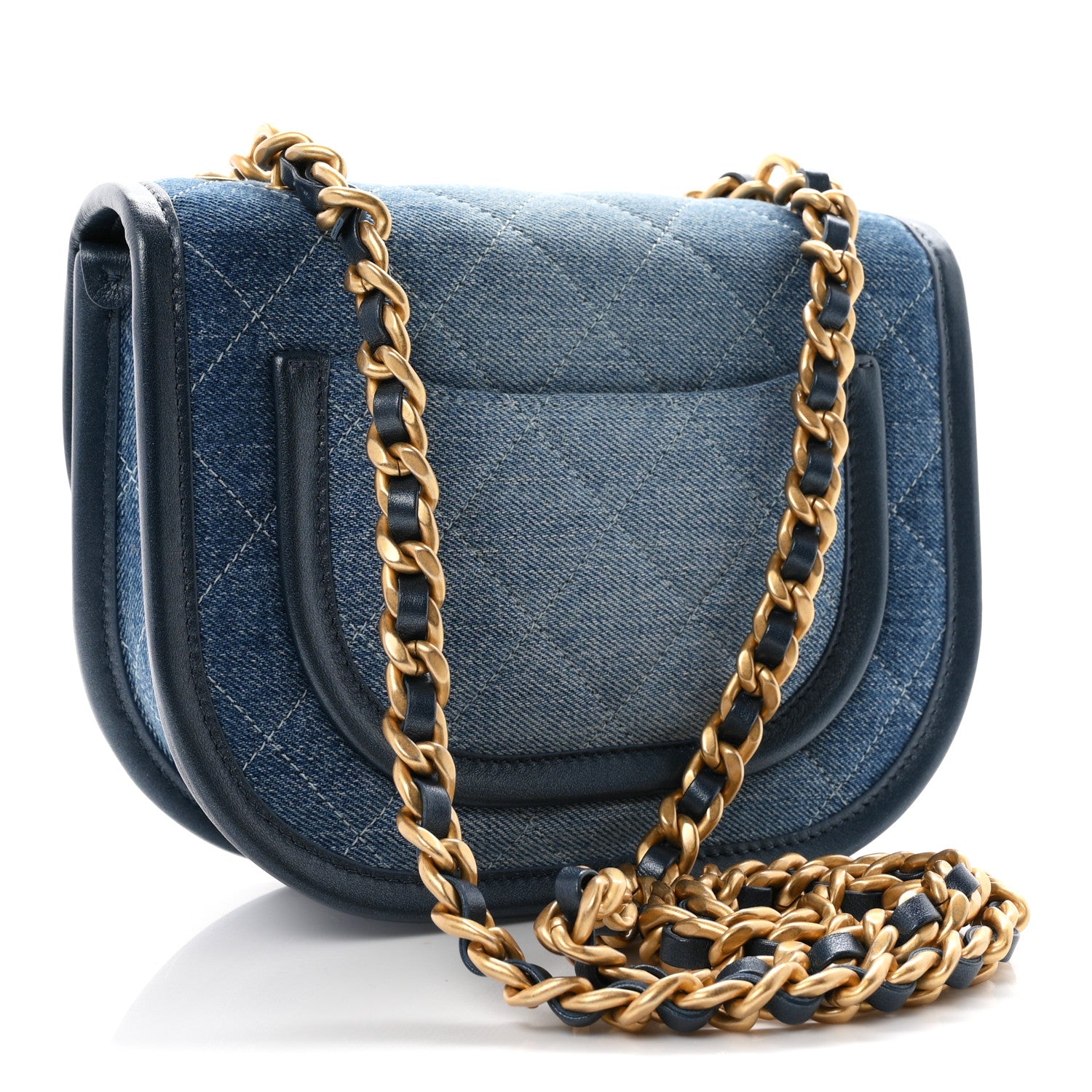 Chanel Washed Denim Quilted Small Messenger Flap Blue 3 of 11