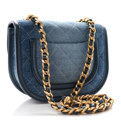 Chanel Washed Denim Quilted Small Messenger Flap Blue 3 of 11