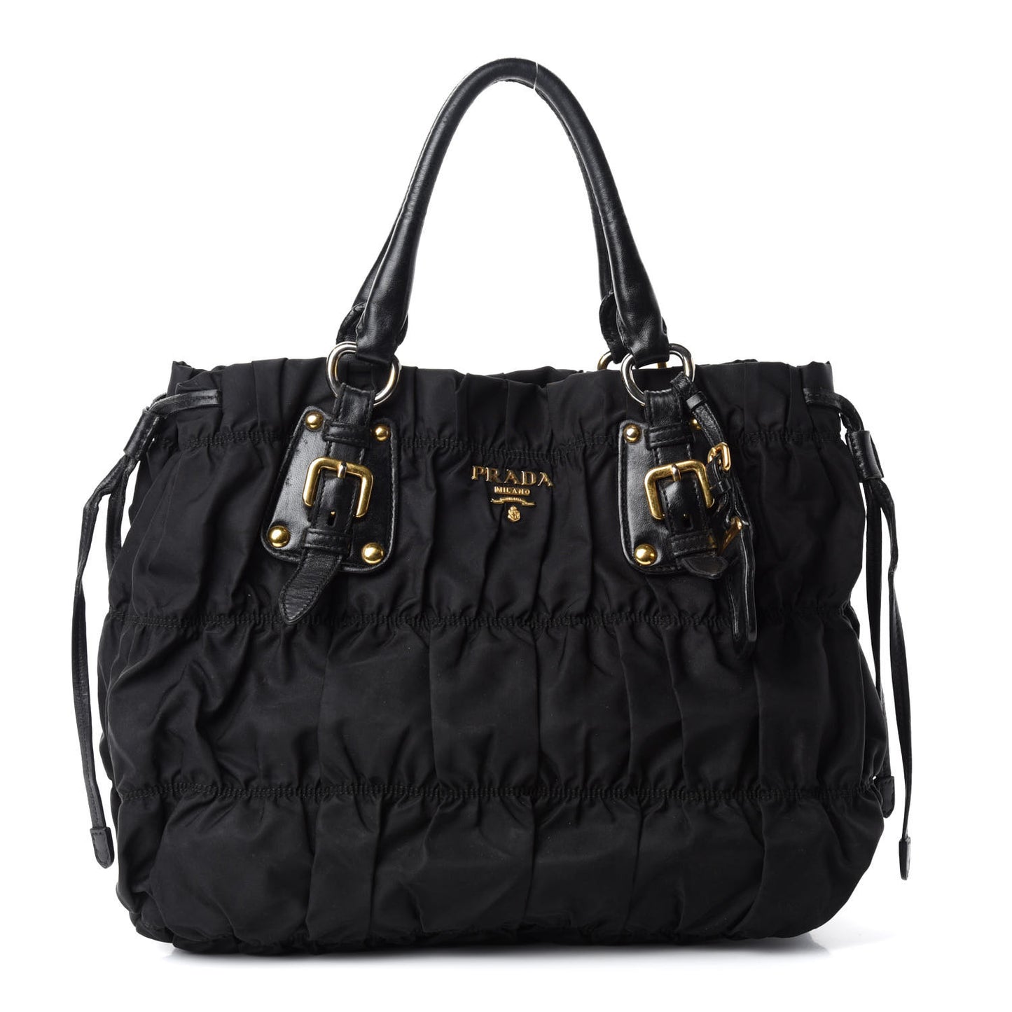 Tessuto Nylon Gaufre Drawstring Tote Black