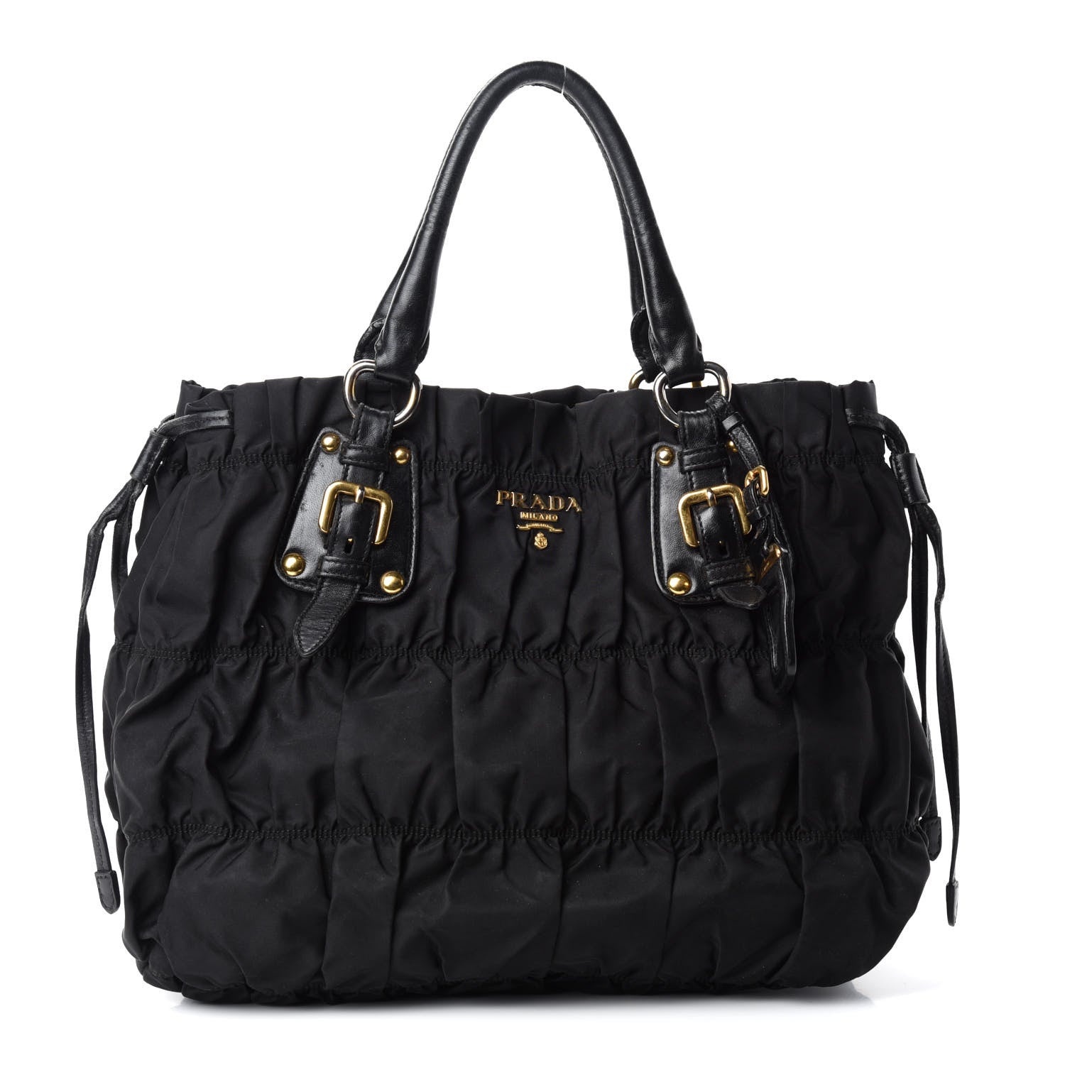 Prada Tessuto Nylon Gaufre Drawstring Tote Black 1 of 17