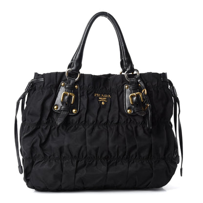 Prada Tessuto Nylon Gaufre Drawstring Tote Black 1 of 17