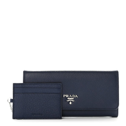 Prada Vitello Phenix Continental Flap Wallet Baltico 3 of 8