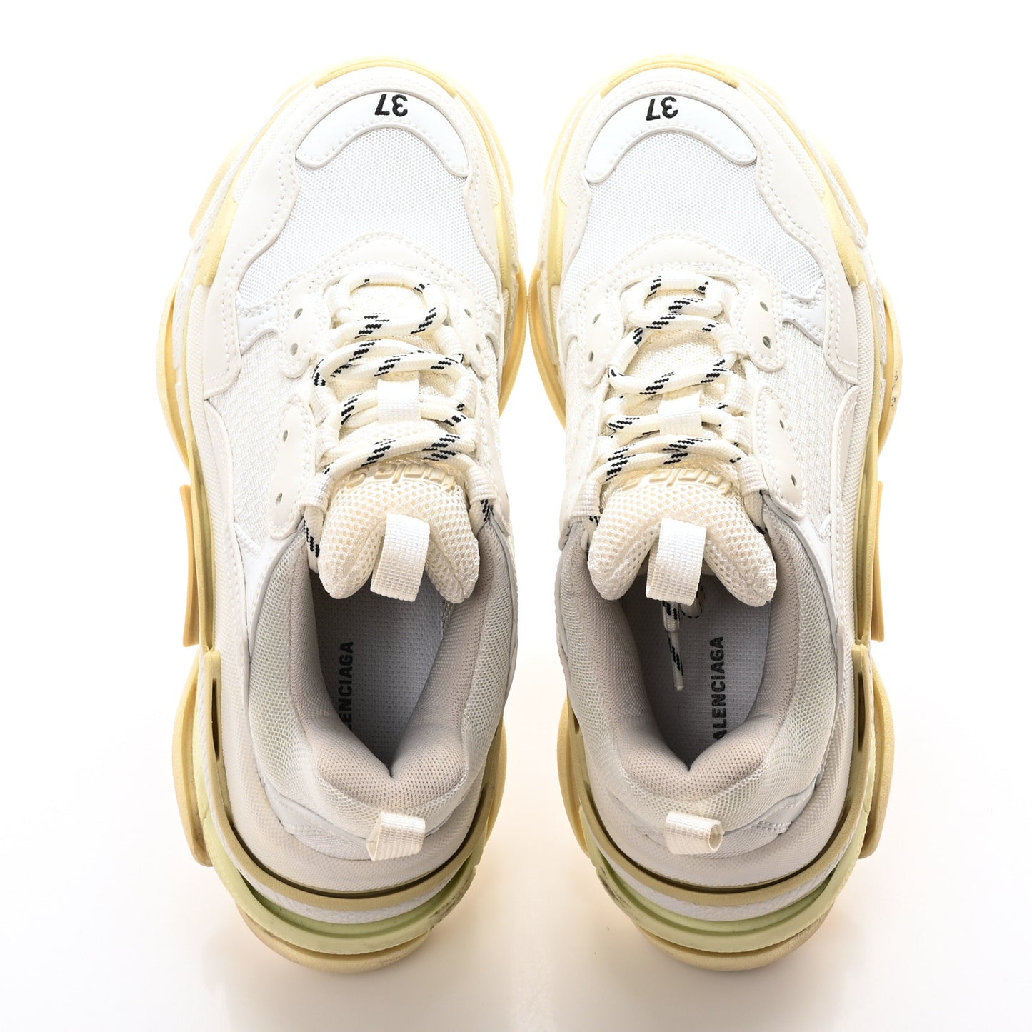 Fabric Mesh Womens Triple S Sneakers 37 White