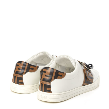Fendi Vitello FF Embossed Pearland Slip On Sneakers 40 White Tobacco Moro 4 of 8
