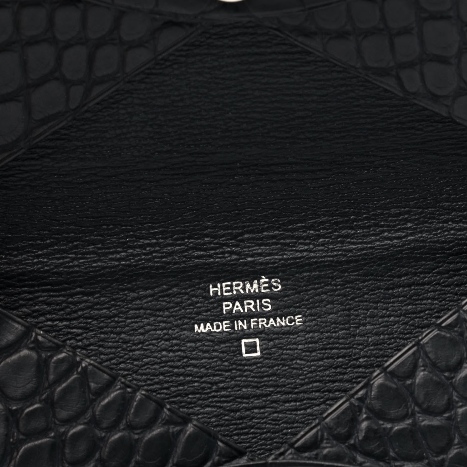 Hermes Matte Alligator Calvi Card Case Bleu Marine 4 of 5