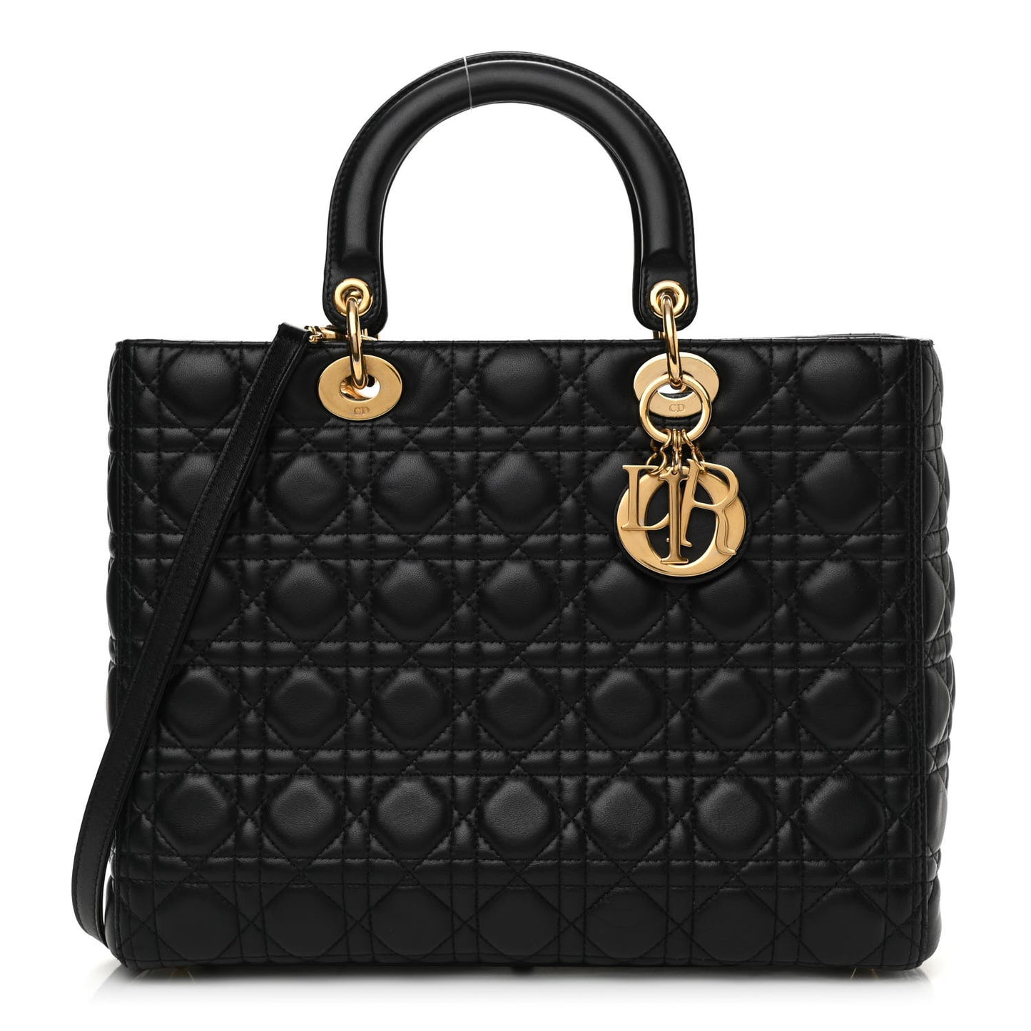Lambskin Cannage Large Lady Dior Black