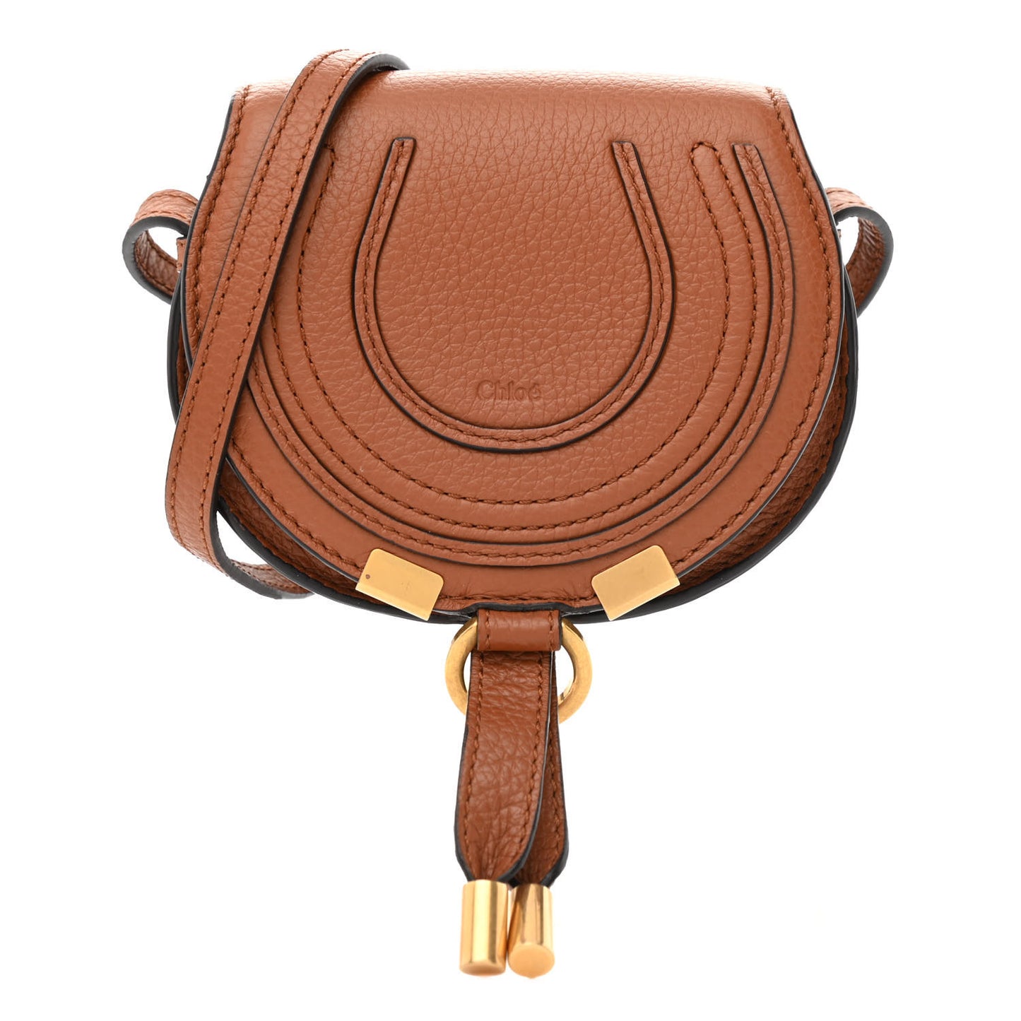 Calfskin Mini Marcie Round Crossbody Bag Tan