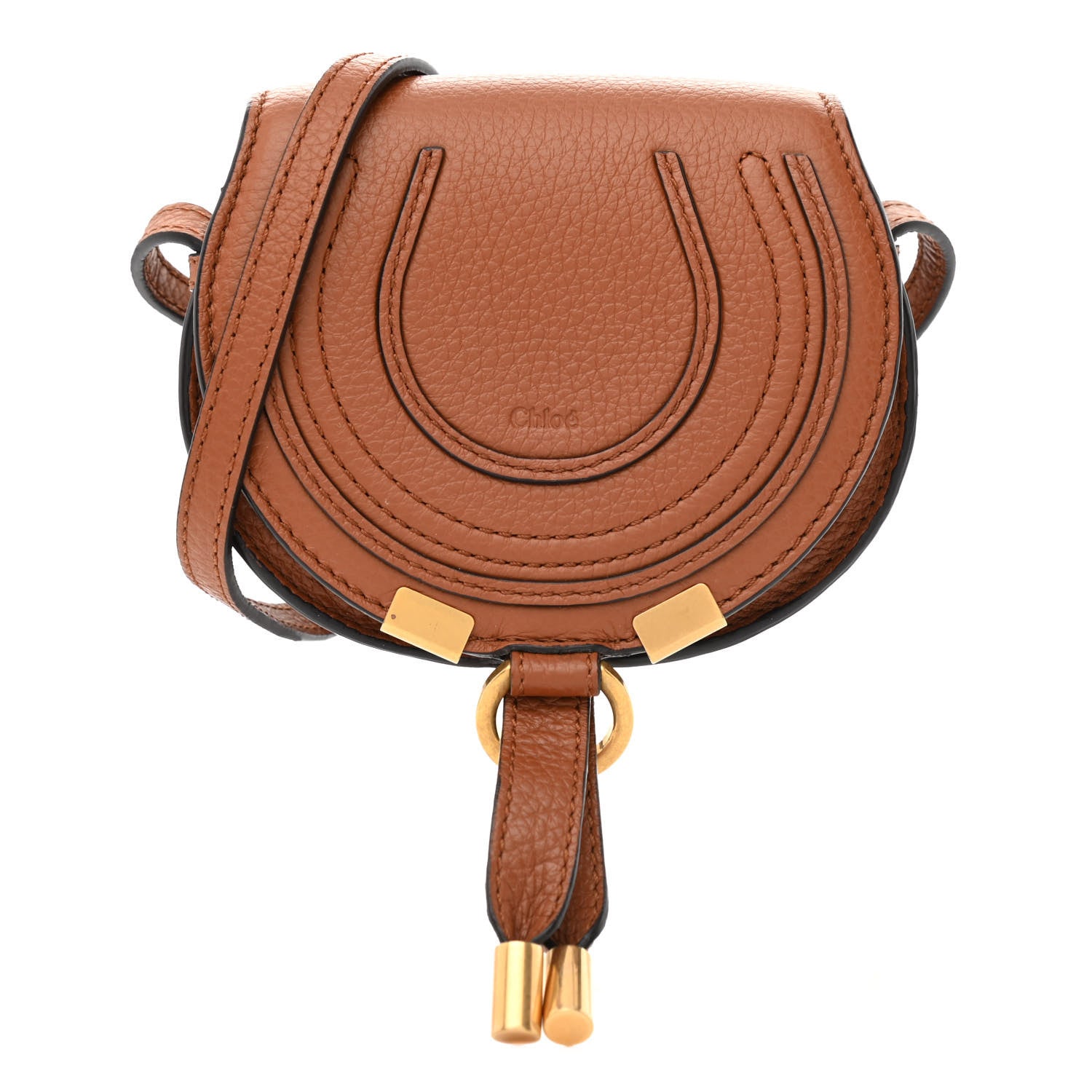 Chloe Calfskin Mini Marcie Round Crossbody Bag Tan 1 of 12