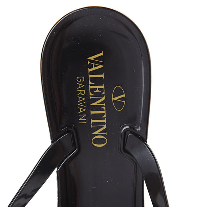 Valentino Garavani PVC Jelly Rockstud Bow Thong Sandals 39 Black 5 of 7