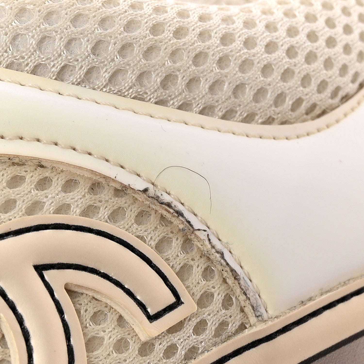 Chanel Fabric Laminated Calfskin Stretch CC Womens Sneakers 39.5 White Gold Silver 12 of 15