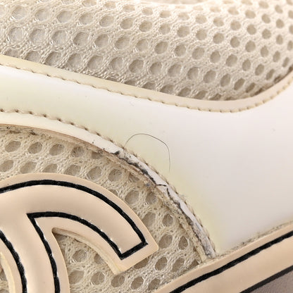 Chanel Fabric Laminated Calfskin Stretch CC Womens Sneakers 39.5 White Gold Silver 12 of 15