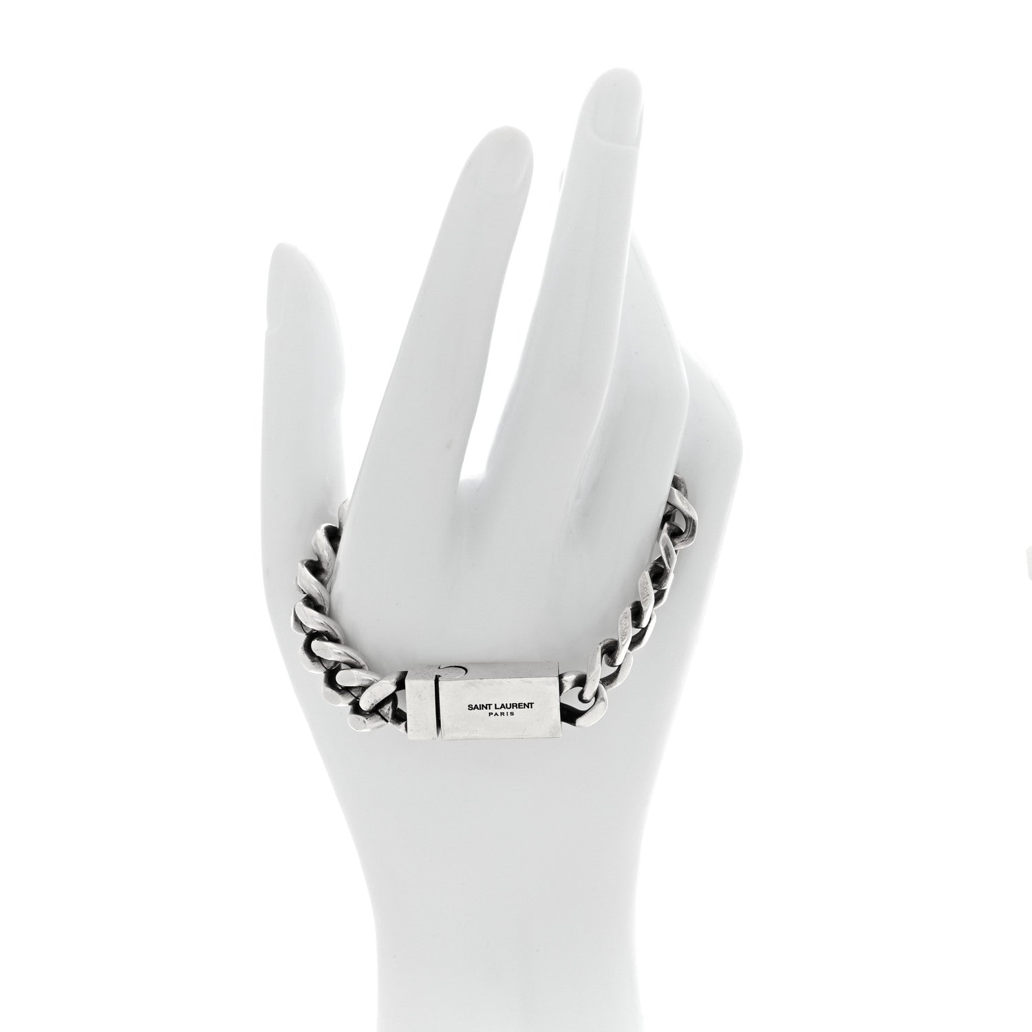 Saint Laurent Metal Curb Chain Bracelet Oxidized Silver 5 of 8