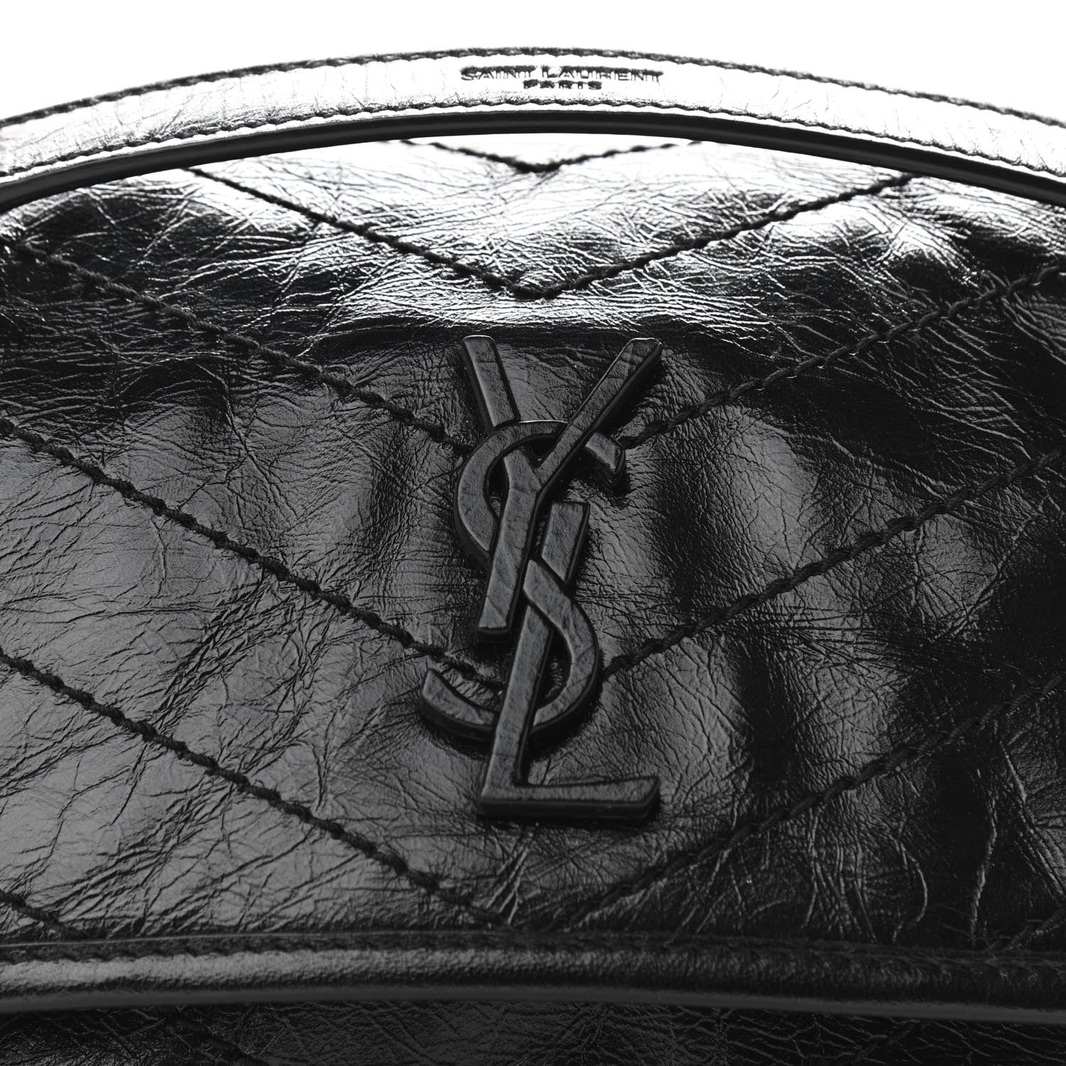Saint Laurent Crinkled Calfskin Matelasse Monogram Baby Niki Chain Satchel Black 7 of 10