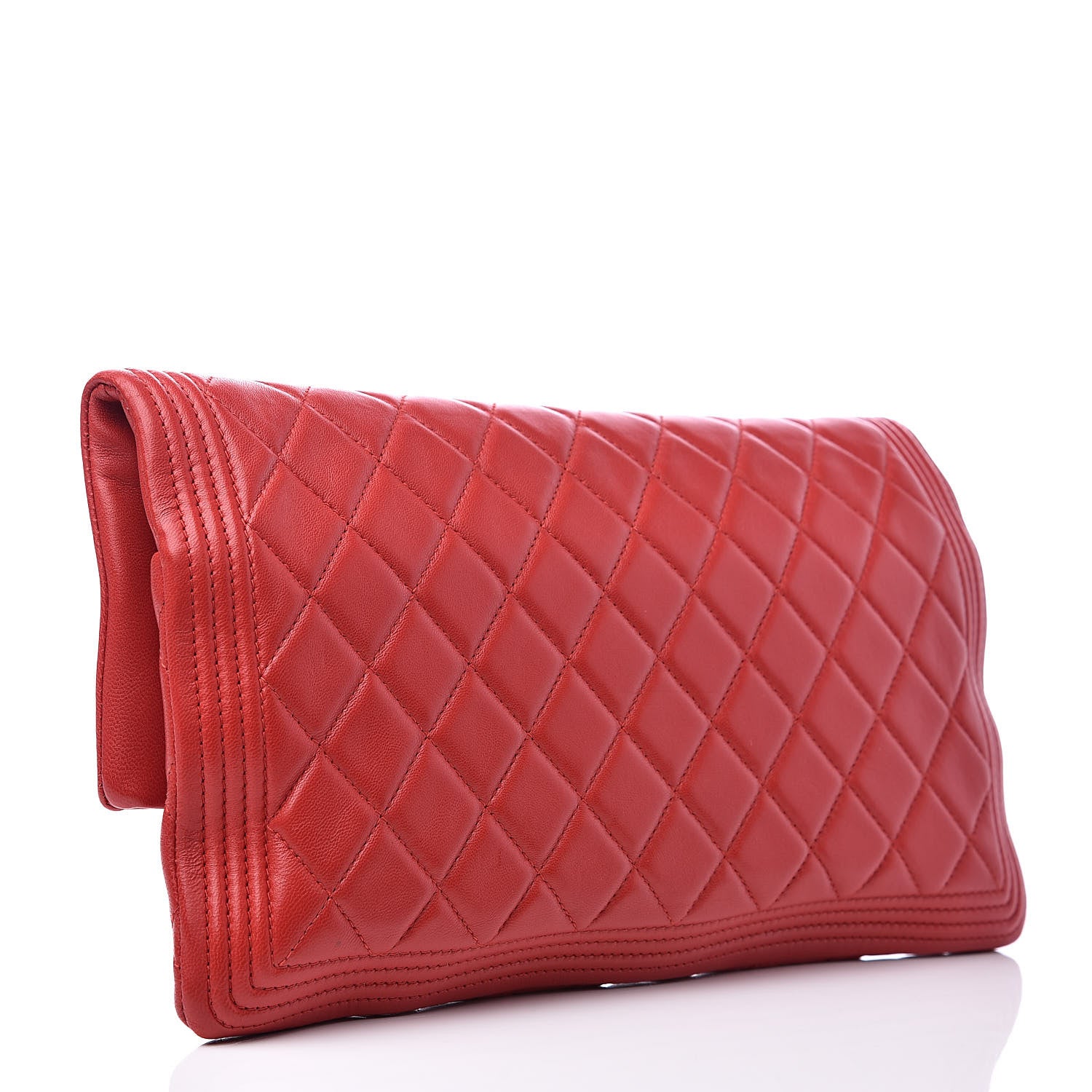 Chanel Lambskin Quilted Beauty CC Boy Clutch Red 3 of 13