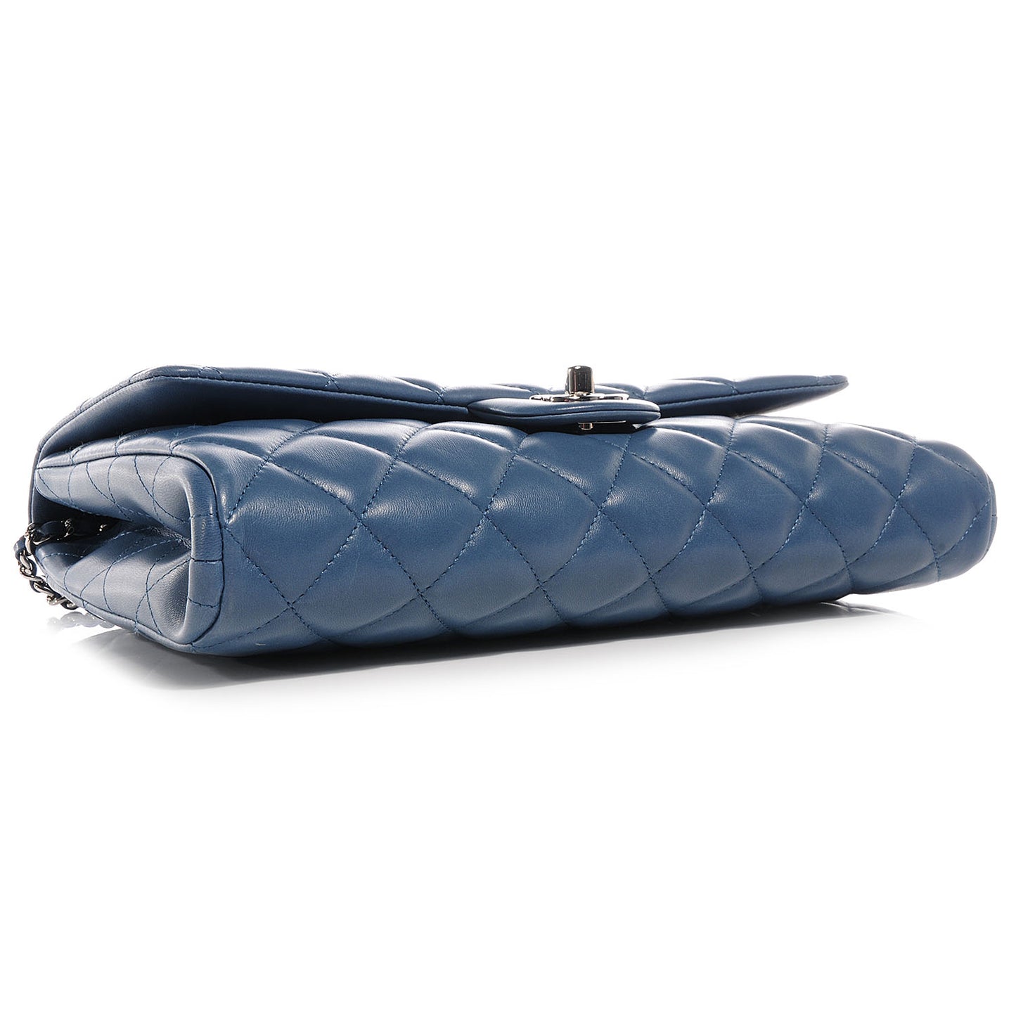 Lambskin Quilted Clutch with Chain Flap Blue
