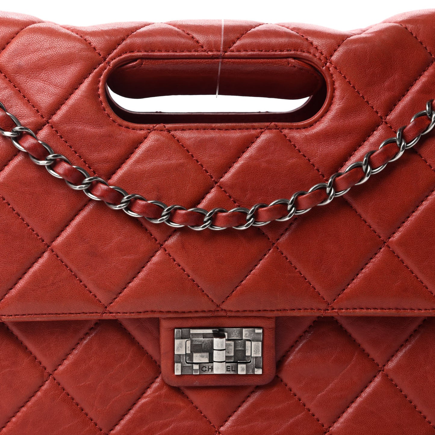 Washed Lambskin Jumbo Take Away Flap Red