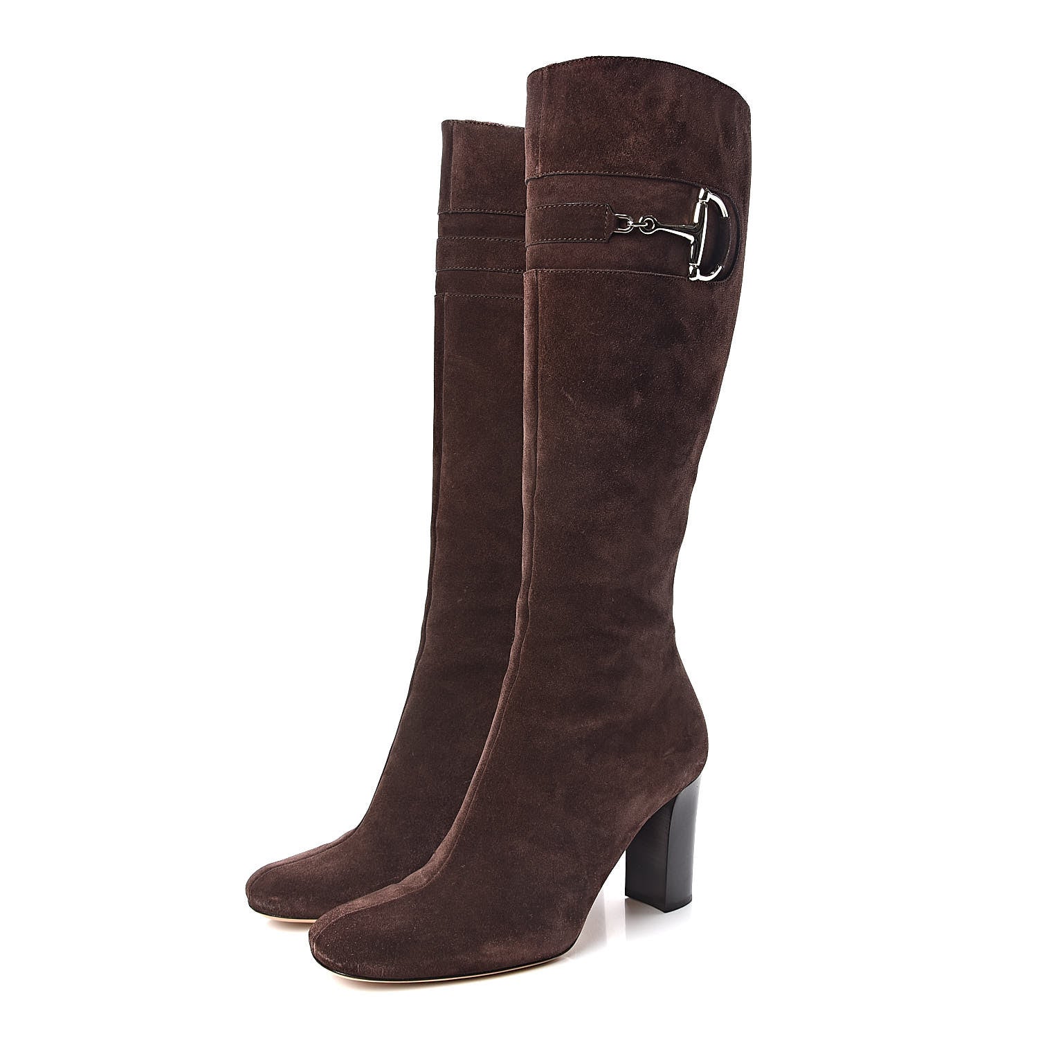Gucci Suede Horsebit Knee High Boots 40.5 Brown 3 of 11