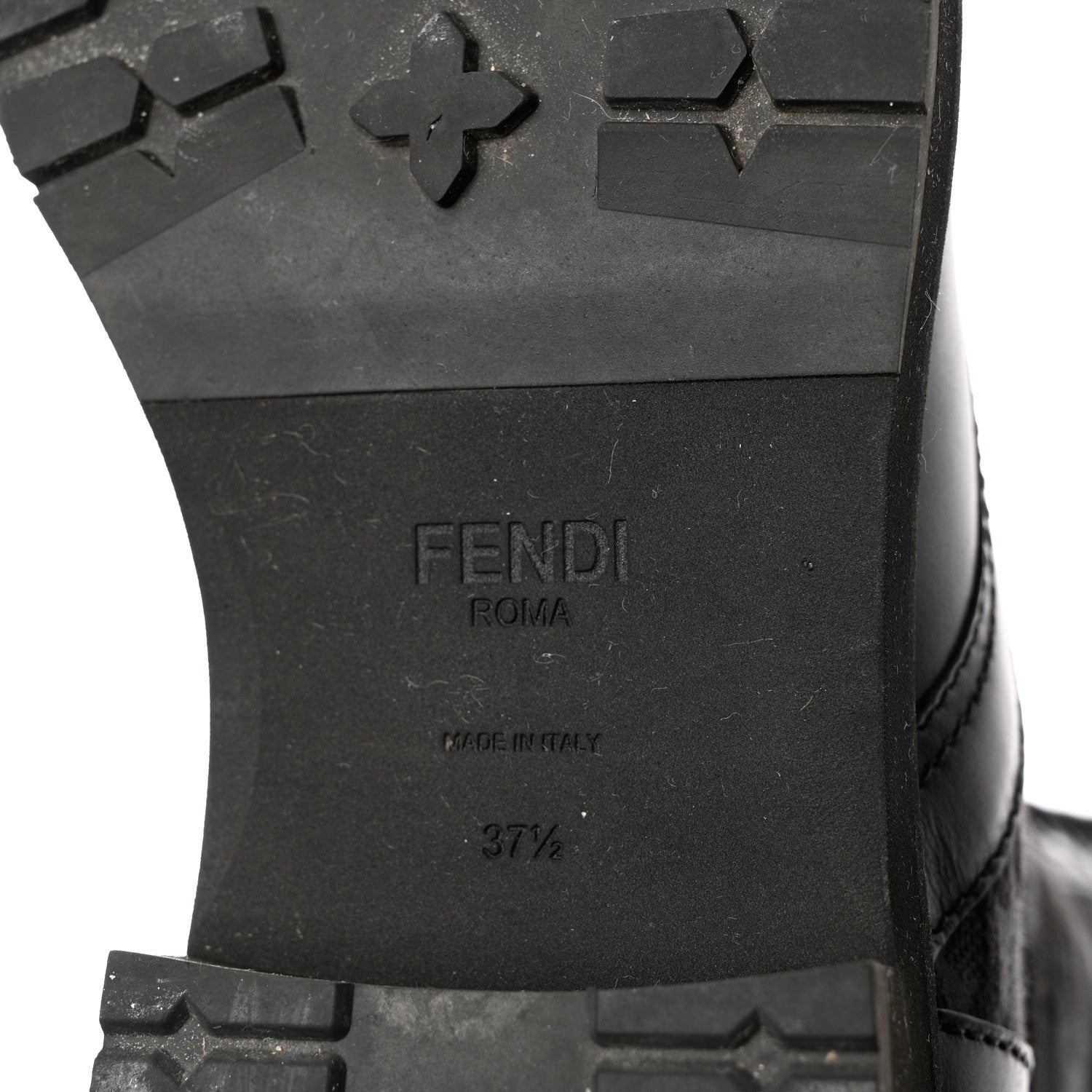 Fendi Vitello Fabric Jacquard Karligraphy Embroidered Womens Combat Boots 37.5 Black 7 of 10