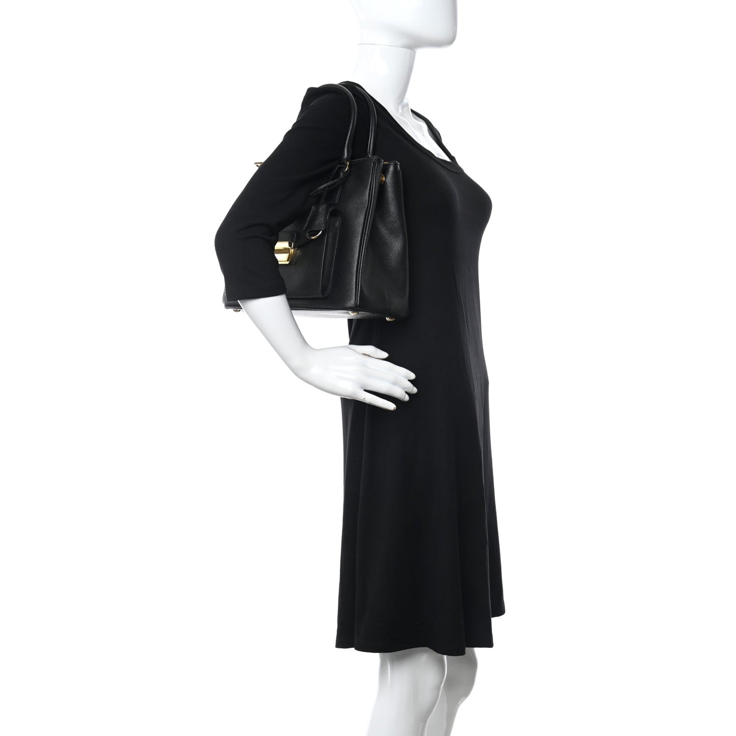 Saffiano Lux Galleria Front Pocket Tote Black