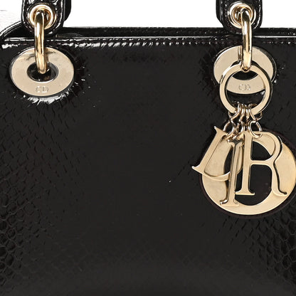 Christian Dior Snakeskin Small Lady Dior Burgundy 7 of 9