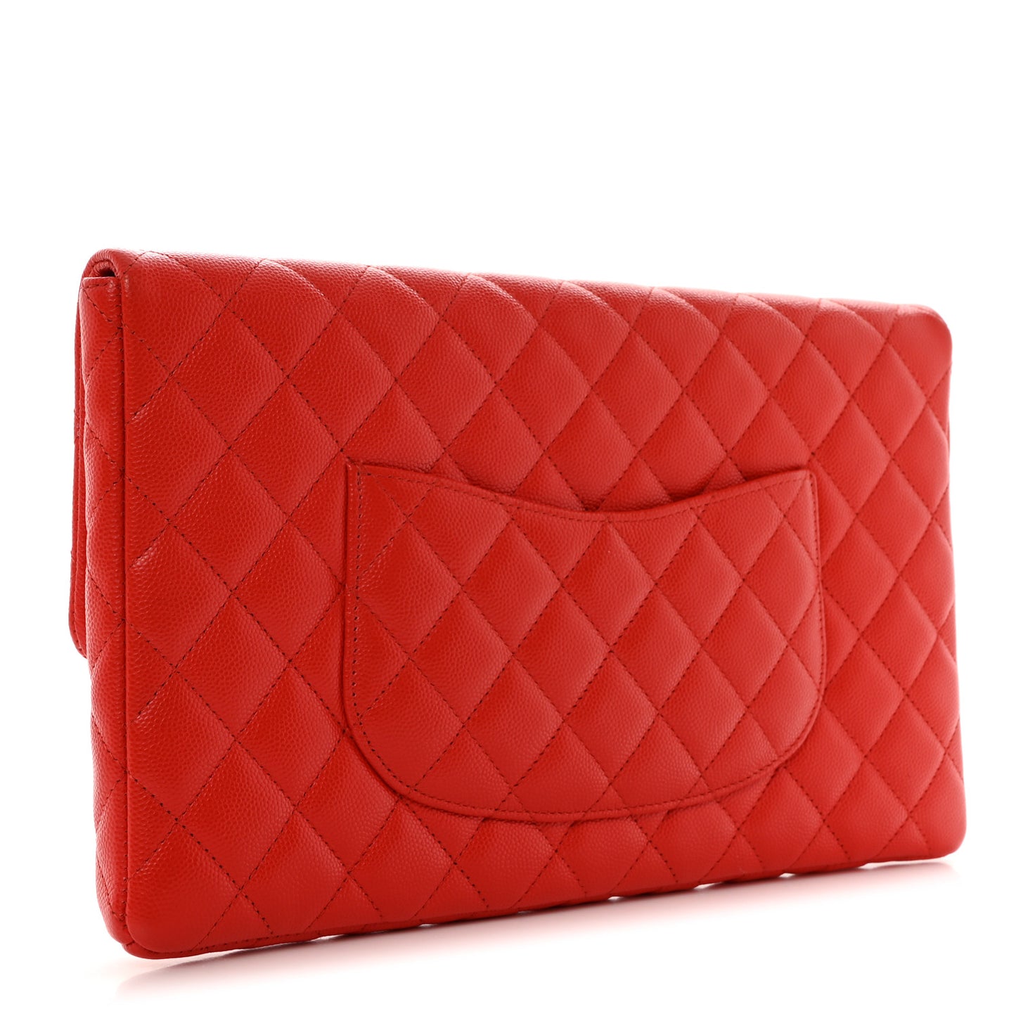 Caviar Quilted Flap Clutch Red