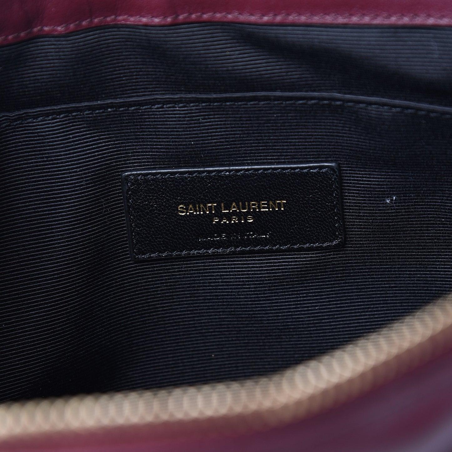 Calfskin Matelasse Chevron Monogram Zip A4 Pouch Dark Legion Red