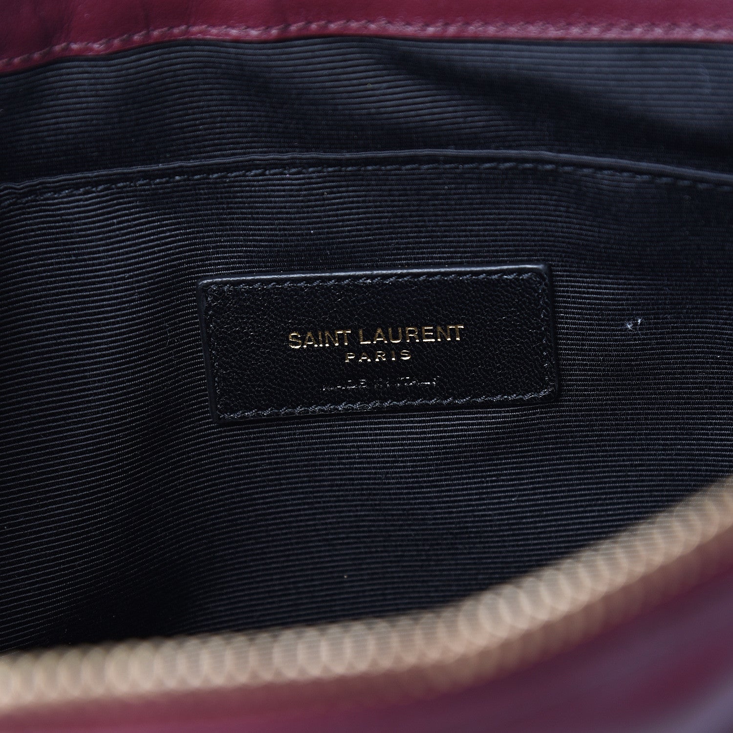 Saint Laurent Calfskin Matelasse Chevron Monogram Zip A4 Pouch Dark Legion Red 5 of 7