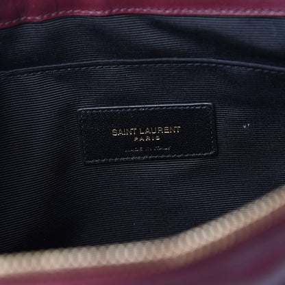Saint Laurent Calfskin Matelasse Chevron Monogram Zip A4 Pouch Dark Legion Red 5 of 7