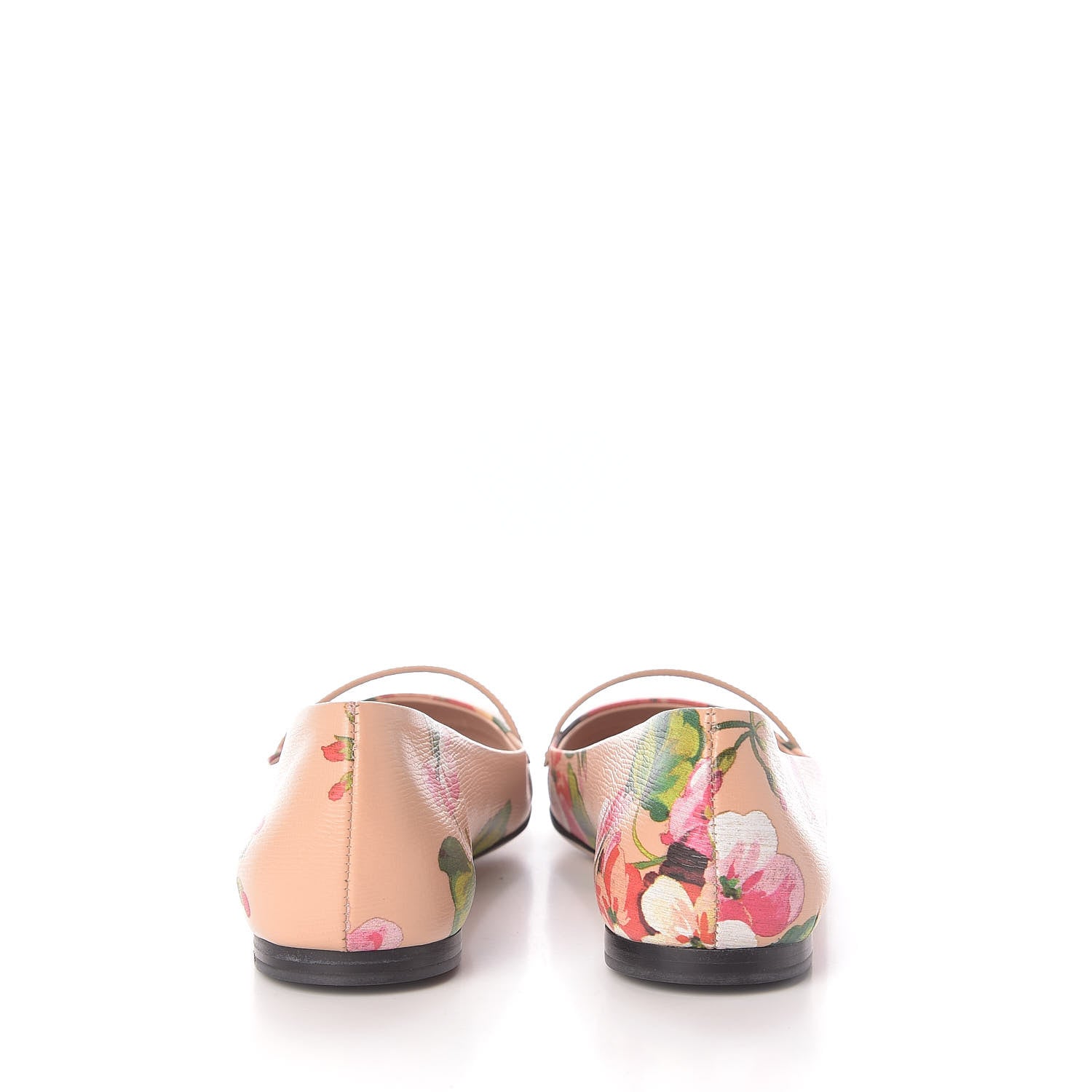 Gucci Calfskin Blooms Print Ballet Flats 35 Pink Apricot Multicolor 7 of 11