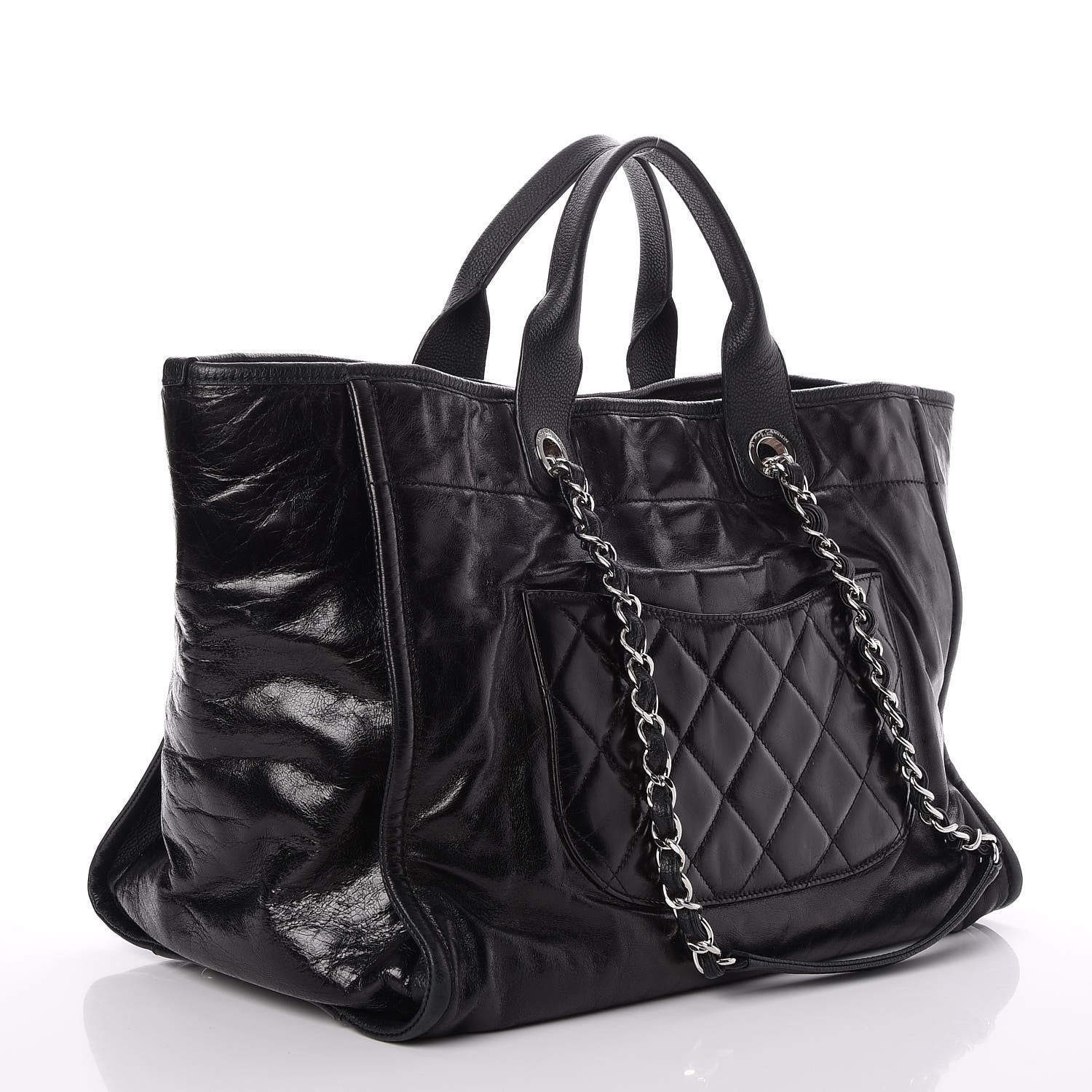 Chanel Glazed Calfskin Large Deauville Tote Black 3 of 7