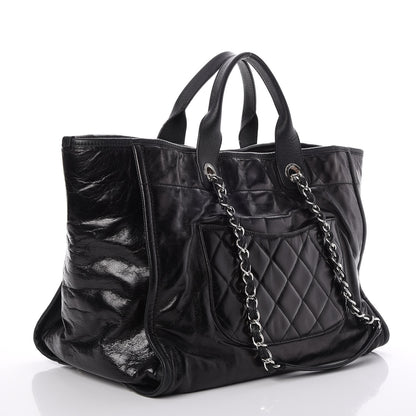 Chanel Glazed Calfskin Large Deauville Tote Black 3 of 7