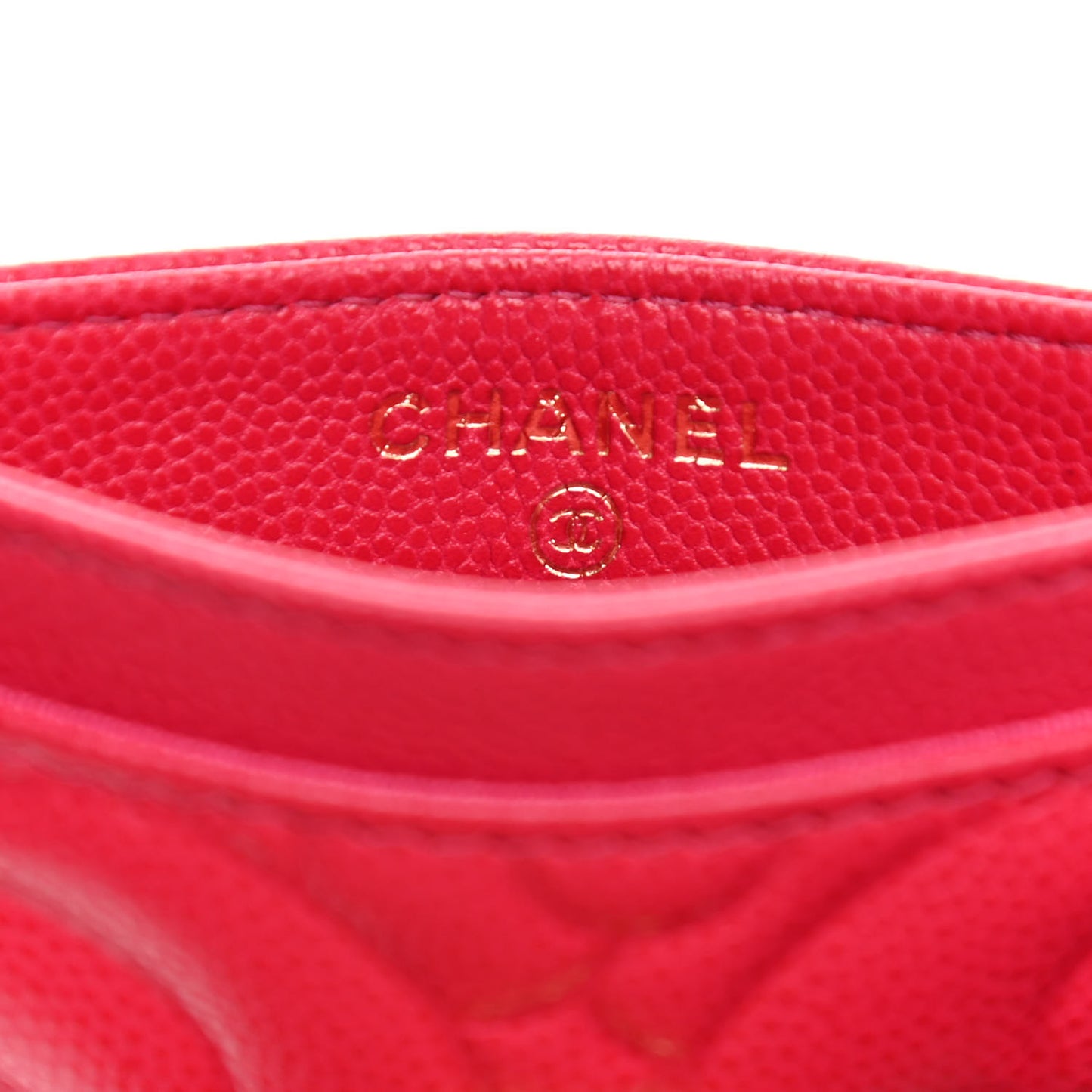 Caviar Camellia Embossed Card Holder Fuchsia