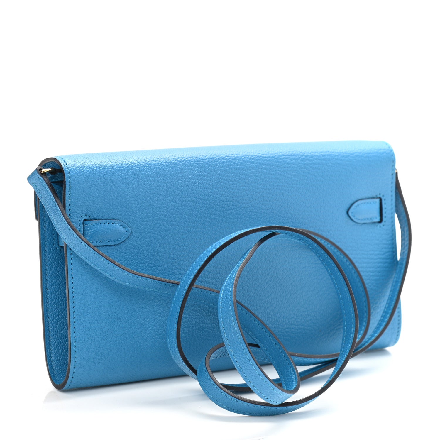 Hermes Chevre Mysore Kelly Wallet To Go Bleu Zanzibar 3 of 10