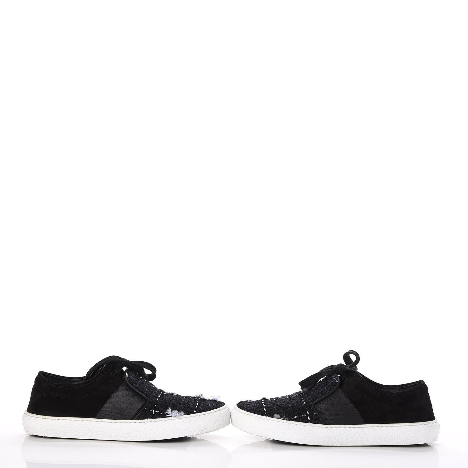 Chanel Suede Tweed Sneakers 38 Black 6 of 15