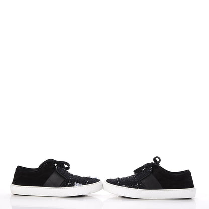 Chanel Suede Tweed Sneakers 38 Black 6 of 15