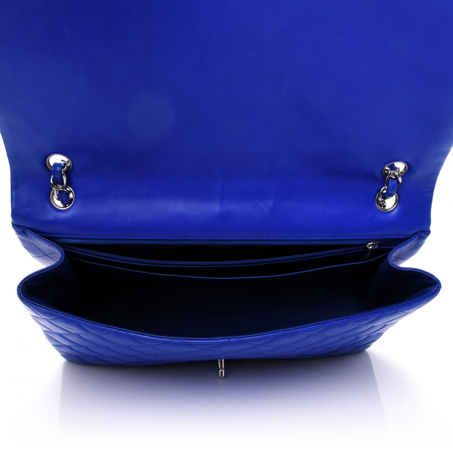 Lambskin Quilted Maxi Single Flap Blue
