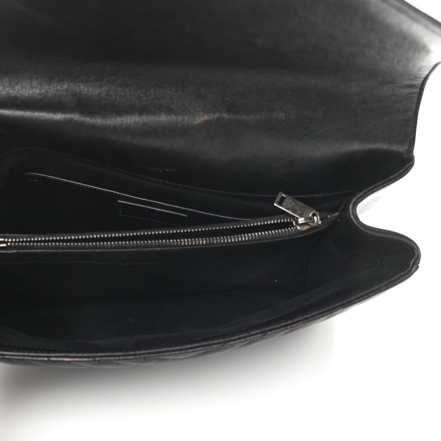 Sheepskin Matelasse Chevron Monogram Large College Satchel Black
